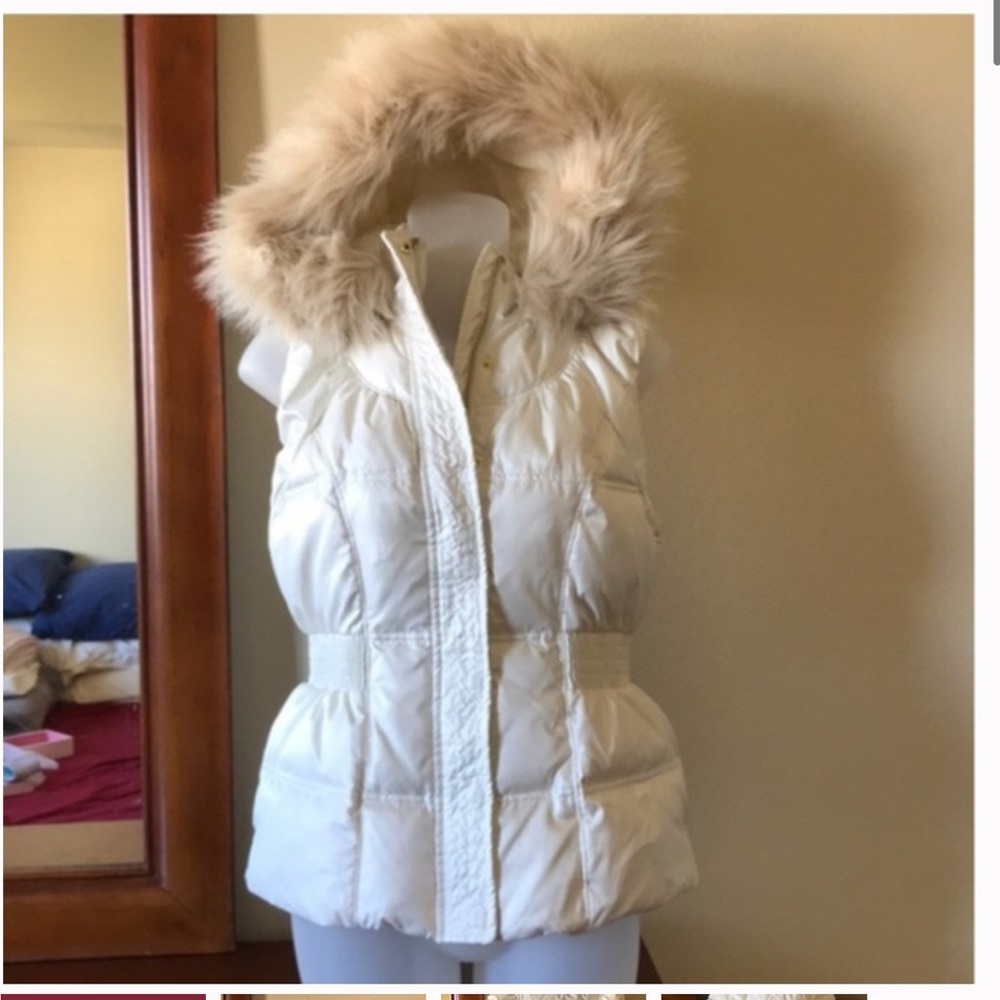 Juicy Couture White Fur Puffer Vest
